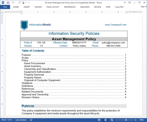 Security Policy Template